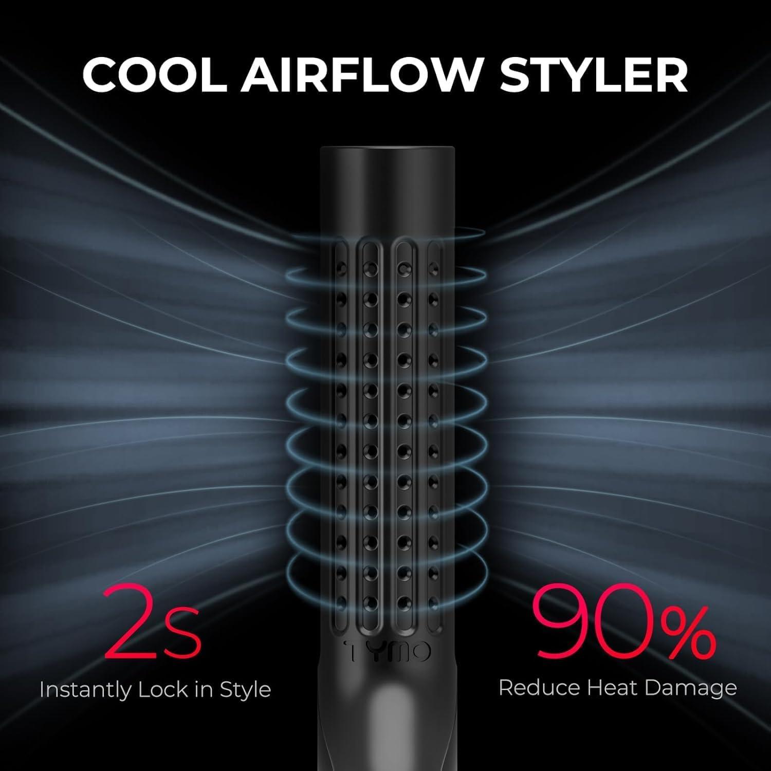imageTYMO Airflow 20 Curling Iron Flat Iron  Hair Straightener and Curler 2 in 1 125 Inch Curling Wand for Long Short Hair Dual Voltage for Travel 54 Million Ionic AntiTangle 5 Temps Gold BlushBlack