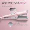imageCurling Iron Hair Crimper Waver  TYMO ROVY Beach Waves Curling Wand Ionic Deep Waver Hair Curler Tool with Ceramic 3 Barrel for Women Dual Voltage AntiScald Easy to Use Pink 1 InchPink