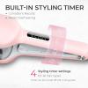 imageCurling Iron Hair Crimper Waver  TYMO ROVY Beach Waves Curling Wand Ionic Deep Waver Hair Curler Tool with Ceramic 3 Barrel for Women Dual Voltage AntiScald Easy to Use Pink 1 InchPink