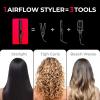 imageTYMO Airflow 20 Curling Iron Flat Iron  Hair Straightener and Curler 2 in 1 125 Inch Curling Wand for Long Short Hair Dual Voltage for Travel 54 Million Ionic AntiTangle 5 Temps Gold BlushBlack