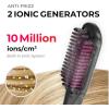 imageTYMO Ionic Hair Straightener Brush  OneStep Hair Straightener for Women Straightening Brush with Negative Ions 16 Temp Settings LCD Display Dual Voltage Hot Comb Flat Iron for FrizzFree StylesElegant Matte Black