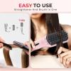 imageTYMO Ionic Hair Straightener Brush  OneStep Hair Straightener for Women Straightening Brush with Negative Ions 16 Temp Settings LCD Display Dual Voltage Hot Comb Flat Iron for FrizzFree StylesPink