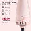imageTYMO Pink Volumizer Hair Dryer Brush with Titanium Barrel 1200W 3 Speeds Nylon Bristles Ionic Technology Salon Longlasting Hairstyles Hot Air Brush for Women Designed for 120V USA OutletsPink