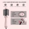 imageTYMO Pink Volumizer Hair Dryer Brush with Titanium Barrel 1200W 3 Speeds Nylon Bristles Ionic Technology Salon Longlasting Hairstyles Hot Air Brush for Women Designed for 120V USA OutletsPink