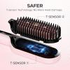 imageUpgraded Hair Straightener Brush  TYMO Ionic Straightening Brush with Dense Bristles 16 Temps Dual Voltage  Heat Brush Straightener for Women  AntiScald Flat Iron Comb for Thick Curly HairPink