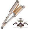 imageCurling Iron Hair Crimper Waver  TYMO ROVY Beach Waves Curling Wand Ionic Deep Waver Hair Curler Tool with Ceramic 3 Barrel for Women Dual Voltage AntiScald Easy to Use Pink 1 InchElegant Gold