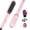 imageHair Straightener Brush TYMO Ring Hair Straightener Comb Straightening Brush for Women with 5 Temps 20s Fast Heating ampamp Dual Voltage BlackPink