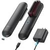 imageTYMO Cordless Hair Straightener Brush  Porta PRO Portable Straightening Brush for Travel Mini Ionic Hot Comb Straightener for Women Lightweight onThego Cordless and Fast Charger Dual PowerBlack