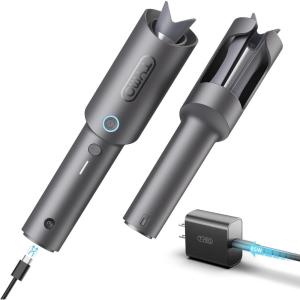 imageCordless Automatic Curling Iron  TYMO CURLGO Rotating Hair Curler 1 Inch Rechargeable with 60Min Runtime 15H Fast Charge 65W Corded Instant Use Ceramic Curling Wand for Medium Hair 1422