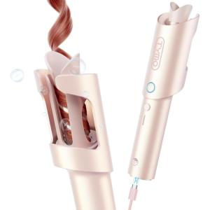 imageTYMO CURLGO Cordless Automatic Curling Iron  1 Inch Portable Rotating Beach Waves Curling Wand Dual Voltage ampamp Rechargeable Travel Hair Curler for 14quot22quot Hair Safe ampamp TangleFree Gold Blush