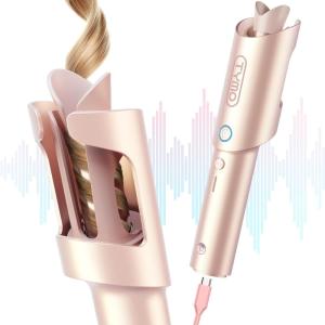 imageTYMO Cordless Automatic Curling Iron  TYMO CurlGo 1 Inch Beach Waves Rotating Curling Wand Dual Voltage ampamp Rechargeable Portable Hair Curler for Travel Safe ampamp TangleFree Gold BlushGold Blush