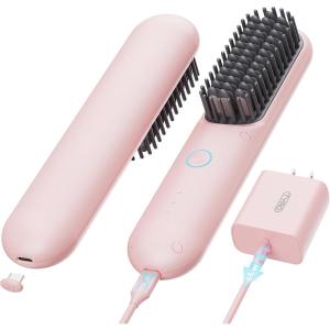 imageTYMO Cordless Hair Straightener Brush  Porta PRO Portable Straightening Brush for Travel Mini Ionic Hot Comb Straightener for Women Lightweight onThego Cordless and Fast Charger Dual Power