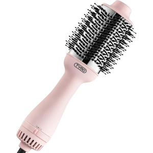 imageTYMO Pink Volumizer Hair Dryer Brush with Titanium Barrel 1200W 3 Speeds Nylon Bristles Ionic Technology Salon Longlasting Hairstyles Hot Air Brush for Women Designed for 120V USA OutletsPink