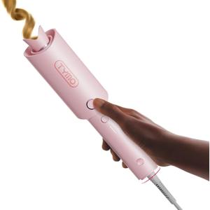 imageTYMO Automatic Rotating Curling Iron  TYMO CURLPRO Beach Waves Curling Wand Portable Hair Curler 500 Million Ionic Dual Voltage ampamp Lightweight for Travel Ceramic Coating 1 Inch Metallic GrayPink