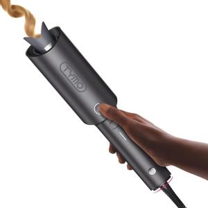 imageTYMO Automatic Rotating Curling Iron  TYMO CURLPRO Beach Waves Curling Wand Portable Hair Curler 500 Million Ionic Dual Voltage ampamp Lightweight for Travel Ceramic Coating 1 Inch Metallic GrayMetallic Gray