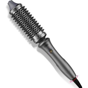 imageTYMO Thermal Brush Curling Brush  STYLUX 17 Inch Blowout Volumizer with FlexiFit for Hair Straightening Heated Round Styler Tool Hair Straightener and Curler 2 in 1 Dual Voltage Metallic GrayMetallic Gray