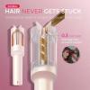 imageTYMO Cordless Automatic Curling Iron  Upgraded TYMO CurlGo Smart 1 Inch Rotating Curling Wand for Travel Ionic Beach Waves Portable Hair Curlers for Women AntiScald Safe ampamp TangleFree Gold Blush