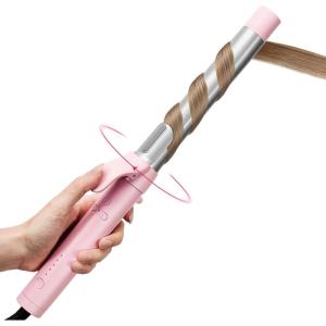 imageRotating Automatic Curling Iron for Beach Waves  TYMO Curling Wand for Long Hair Extra Long Barrel Ceramic Hair Curler for Women 40M Ionic ampamp Dual Voltage 5 Temps ampamp 30s Heatup 125 Inch PinkPink