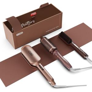 imageTYMO 2025 Limited Edition Styling Set  Include TYMO ROVY Hair Crimper Wave Curling Iron ampamp Ring Plus Straightener Brush ampamp STYLUX Thermal Brush 3 in 1 Ionic Hair Curler Tool Set for Women