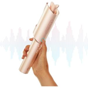 imageTYMO Cordless Automatic Curling Iron  Upgraded TYMO CurlGo Smart 1 Inch Rotating Curling Wand for Travel Ionic Beach Waves Portable Hair Curlers for Women AntiScald Safe ampamp TangleFree Gold Blush