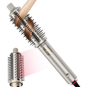 imageTYMO StyluxPro Thermal Brush Curling Brush  800M Ionic Heated Round Volumizer with 3D Straightener Teeth 20 Larger Barrel for Faster Blowout 5Temp Travel Dual Voltage Salon Styler 15 Inch