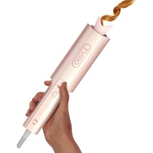 imageUpgraded Automatic Rotating Curling Iron  TYMO CurlPro Plus Long Barrel Curling Wand for Long Hair Ceramic Hair Curler for Women AntiScald TangleFree 600M Ionic Dual Voltage Gold 1 14 InchGold Blush