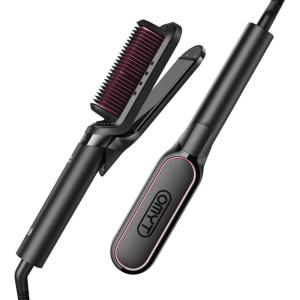imageFlat Iron Hair Straightener Brush 2 in 1 TYMO 200M Ions Hair Straighteners for Women Ceramic Dual Voltage Straightening Hot Comb for AntiFrizz Straights Waves Curls 3X Less Heat Damage Black