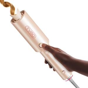imageTYMO Automatic Rotating Curling Iron  TYMO CURLPRO Beach Waves Curling Wand Portable Hair Curler 500 Million Ionic Dual Voltage ampamp Lightweight for Travel Ceramic Coating 1 Inch PeachPeach